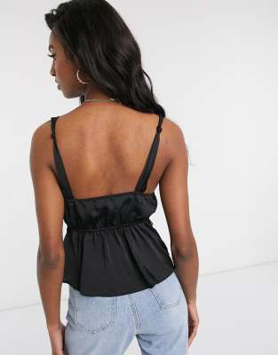 satin black cami top