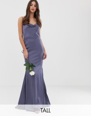 satin blue maxi dress