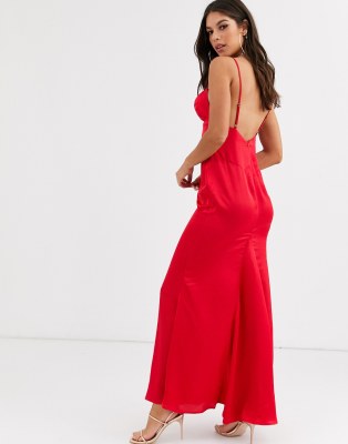 red satin maxi dress uk