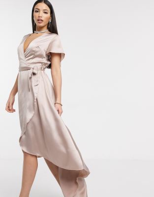 satin wrap midi