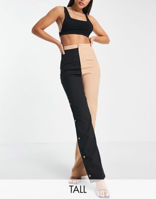 Missguided Tall contrast colourblock popper trousers in multi