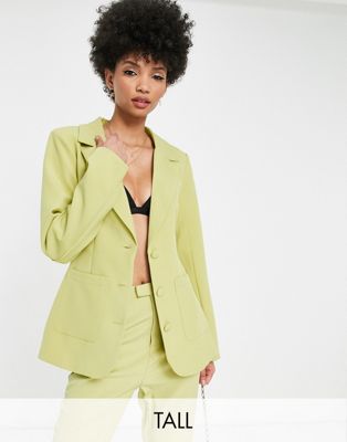Missguided Tall single breasted blazer in lime - ASOS Price Checker