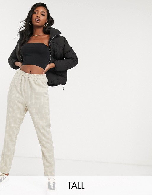 Missguided Tall slim trousers in stone check