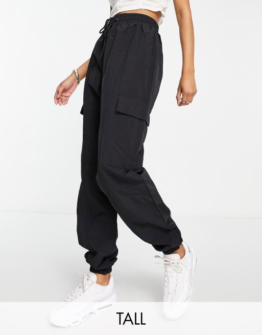 Missguided Tall - Sorte cargobukser i nylon