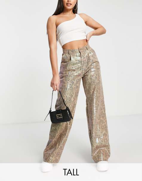 Missguided Tall wide leg trousers in snake print