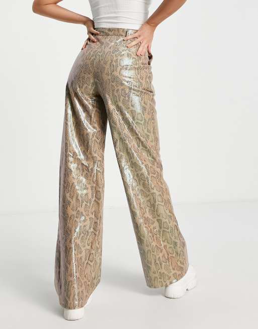 Missguided Tall – Spodnie z szerokimi nogawkami w wężowy wzór, 2 z 4