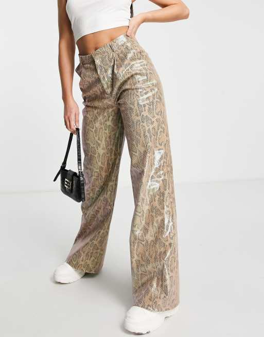Missguided Tall – Spodnie z szerokimi nogawkami w wężowy wzór, 4 z 4