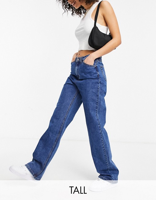 Missguided Tall straight leg high waisted jean in blue