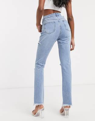 straight leg light wash jeans