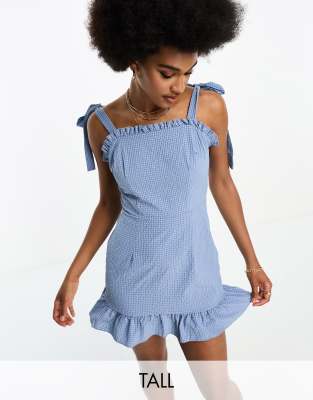 Missguided Tall Strappy Mini Dress In Blue