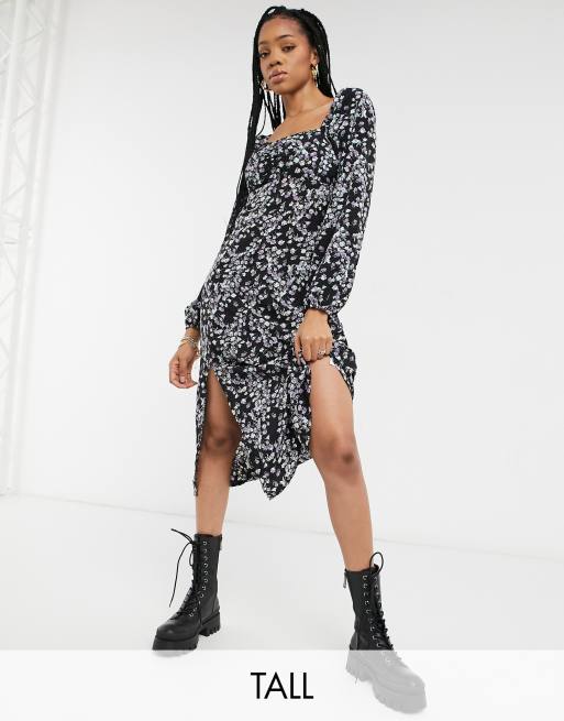 Missguided Tall – Sukienka midi typu milkmaid w kwiaty