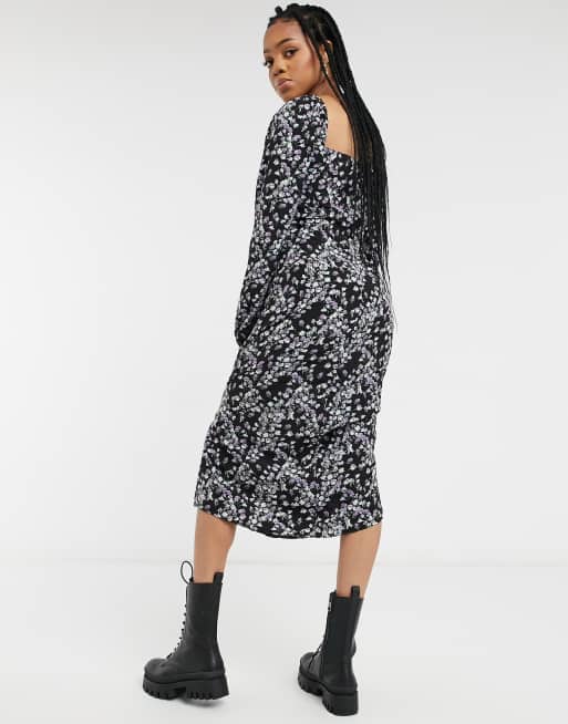 Missguided Tall – Sukienka midi typu milkmaid w kwiaty, 3 z 4
