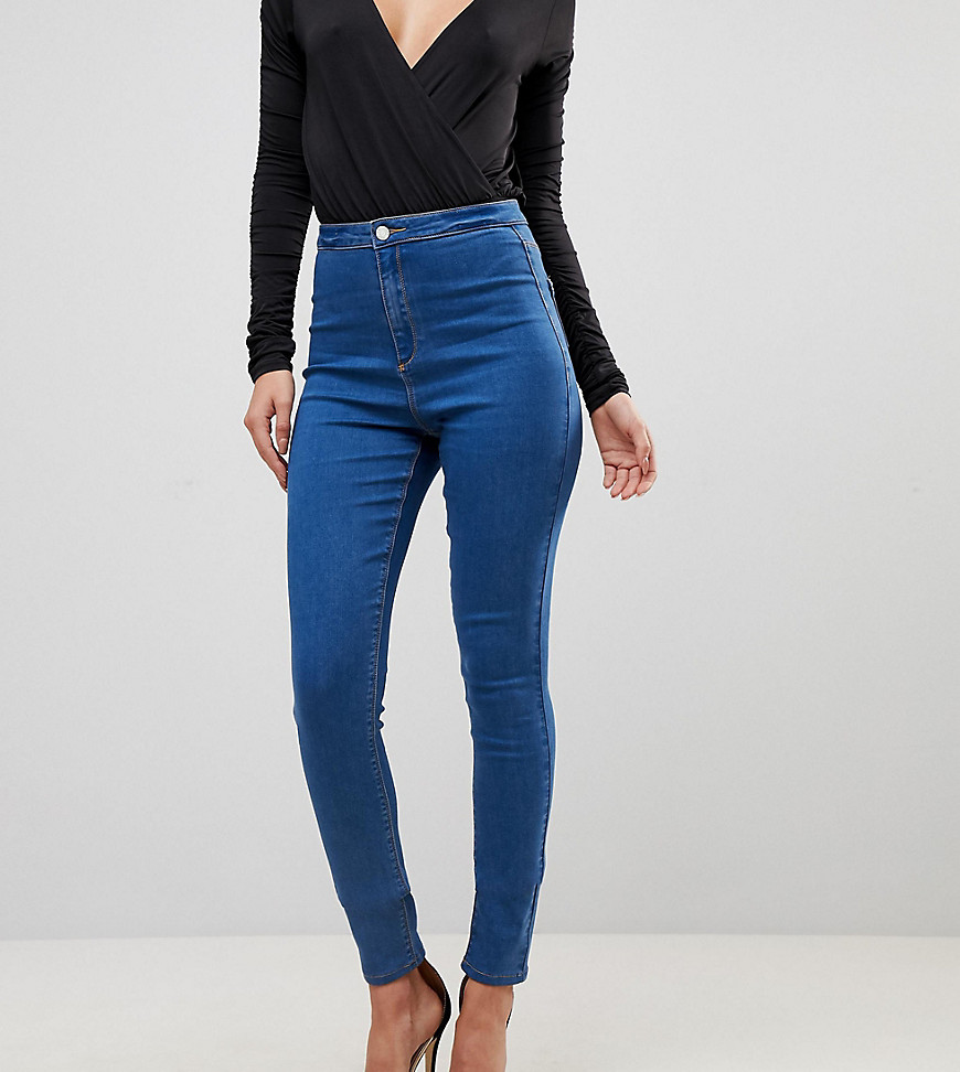 Missguided Tall - Superstretch skinny jeans met hoge taille-Blauw