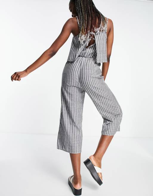 Missguided Tall – Szary kombinezon z kulotami i wzorem w paski, 2 z 4