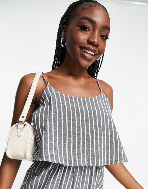 Missguided Tall – Szary kombinezon z kulotami i wzorem w paski, 3 z 4