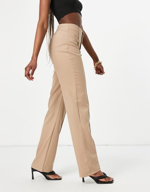 Missguided Tall tailored straight leg trouser in stone | ASOS