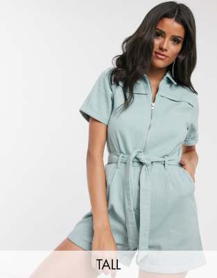 missguided denim playsuit