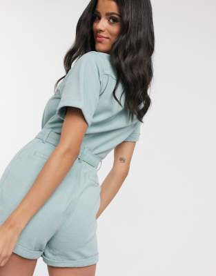 missguided denim playsuit