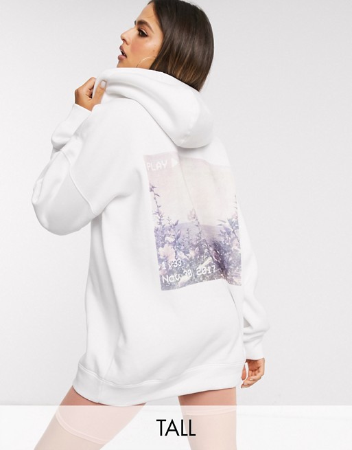 Missguided Tall Tokyo graphic hoodie in white
