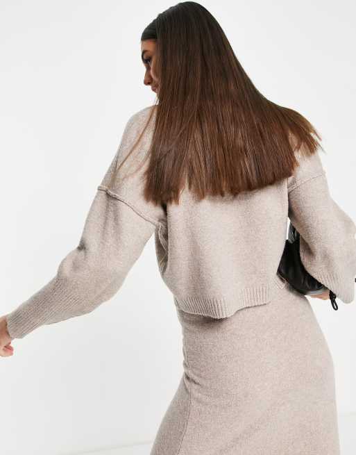 Missguided Tall - Trui met naad op de voorkant in stone, deel van co-ord set - STONE, 3 van 4