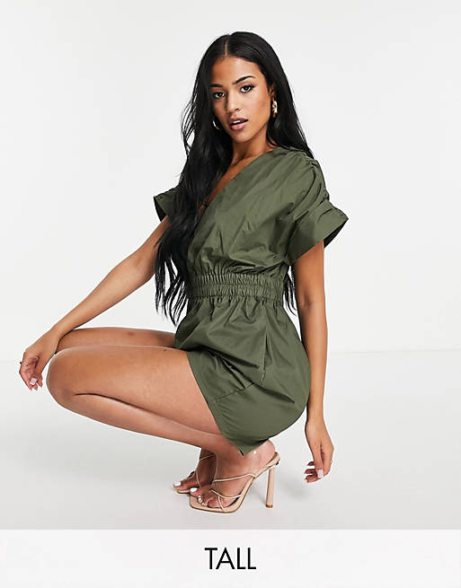 Women Missguided Tall utility playsuit in khaki 