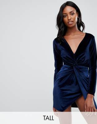 missguided velvet wrap dress