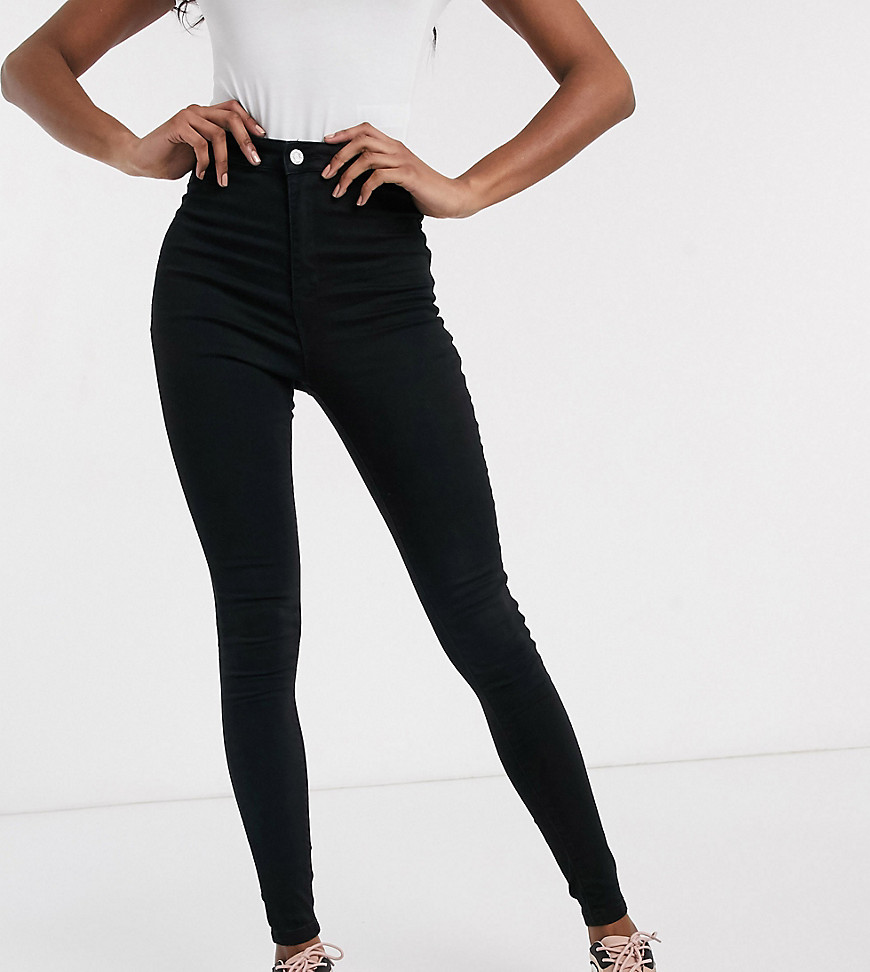 Missguided Tall – Vice – Enge Super-Stretch-Jeans mit hohem Bund in Schwarz