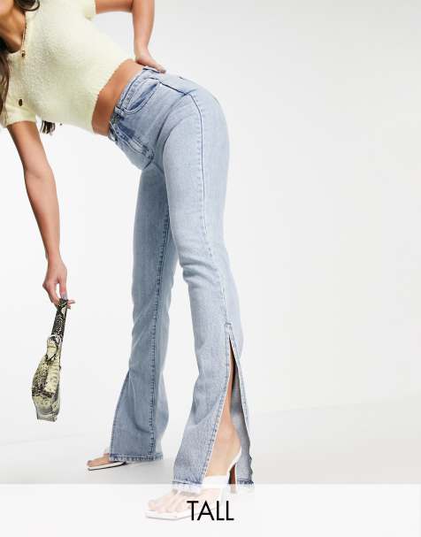 Missguided Tall Wrath jean with extreme split in blue - view 1
