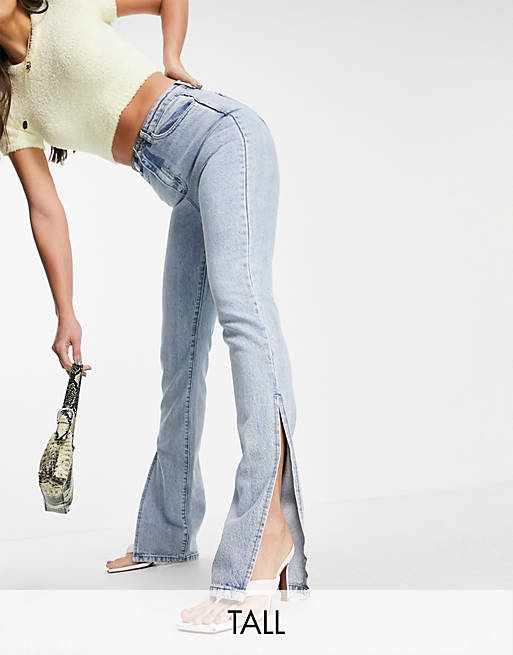 Missguided Tall Wrath jean with extreme split in blue
