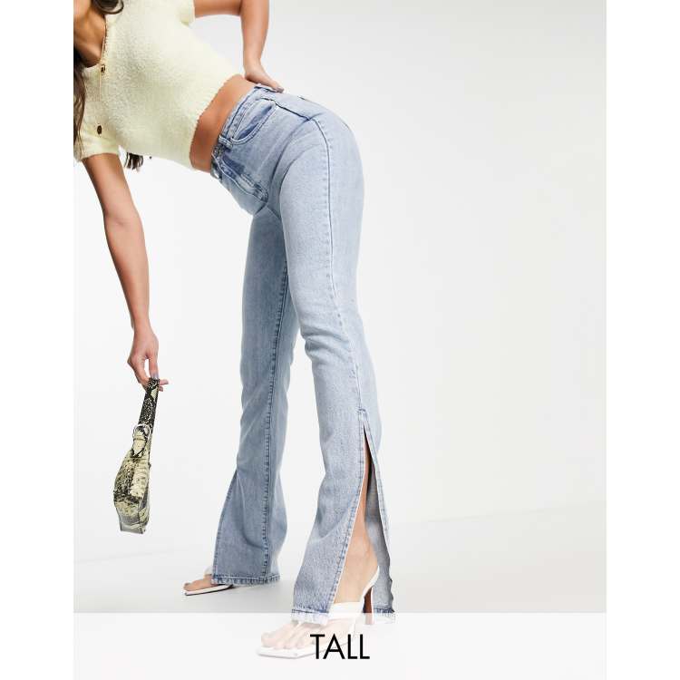 Missguided Tall Wrath jean with extreme split in blue | ASOS