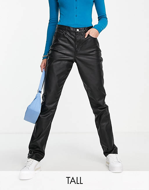 Missguided Tall - Wrath - Jeans met hoge taille en coating in zwart