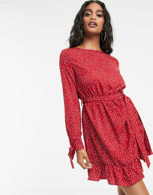 red polka dot tea dress