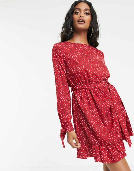 Missguided red outlet frill dress