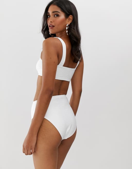 White bikini cheap high waisted