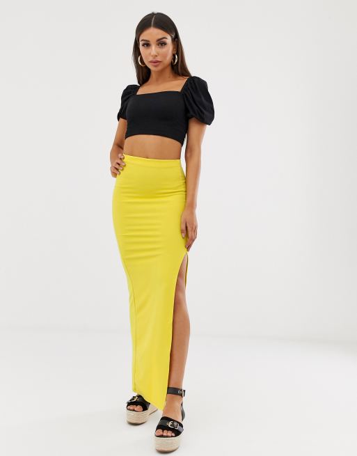 split thigh wrap skirt