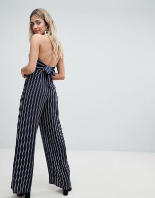 striped bandeau jumpsuit