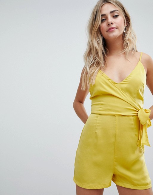 Missguided Tie Side Satin Playsuit | ASOS