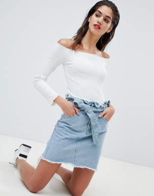 tie waist denim skirt