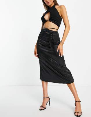 Knitted tie waist on sale midi skirt missguided