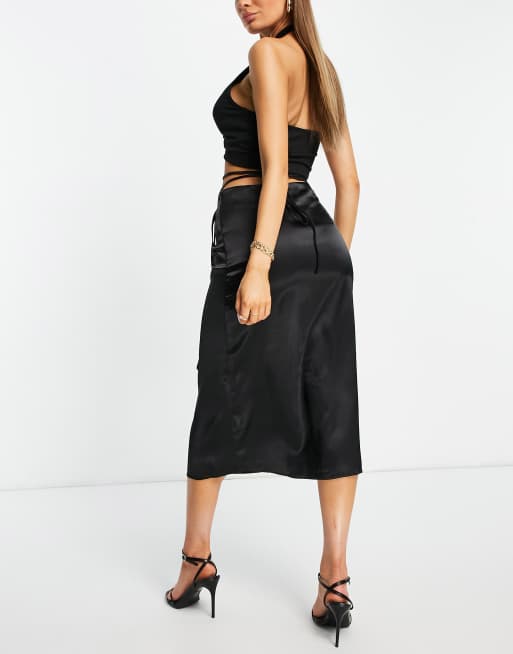 Missguided black shop midi skirt