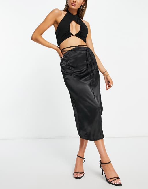 Black midi skirt on sale missguided