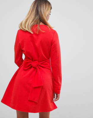 missguided tie waist sweater dress