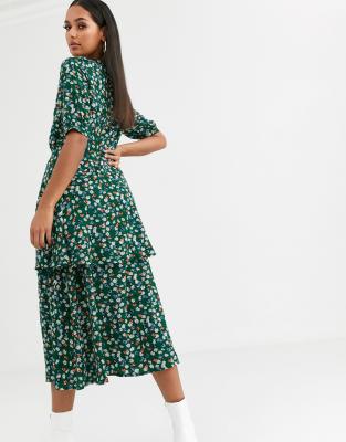 floral tiered midi dress