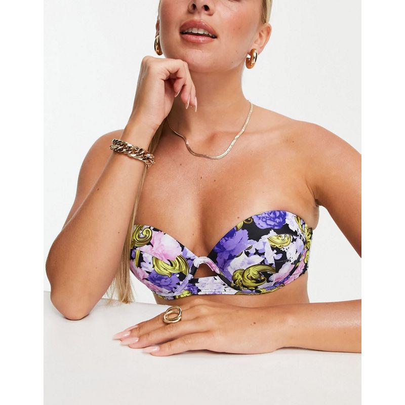 Bikini qk48O Missguided - Slip bikini con stampa a fiori barocchi lilla in coordinato