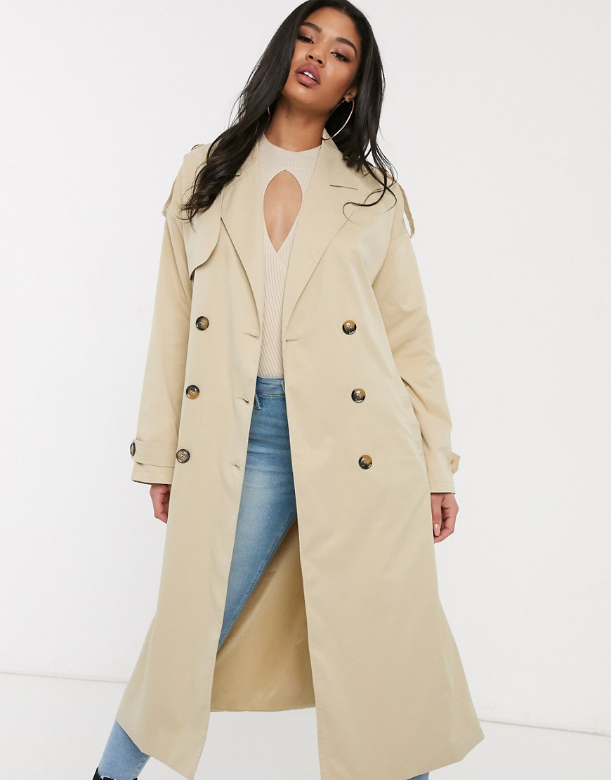 Missguided trench coat in stone-Beige