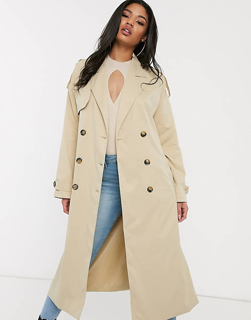 Missguided trench coat in stone | ASOS