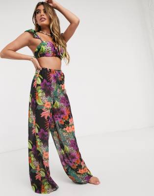 floral beach trousers
