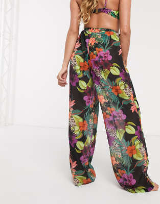floral beach trousers