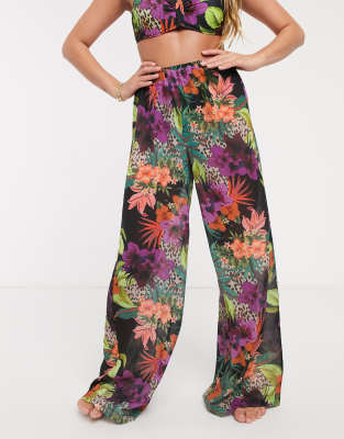floral beach trousers