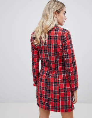 red tartan blazer dress